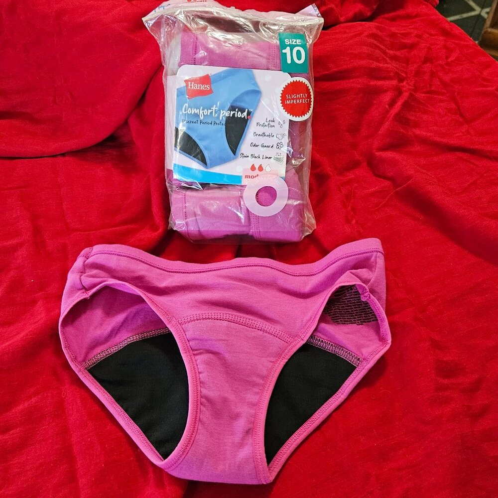4 pack of Hanes Period underwear for girls size 10
